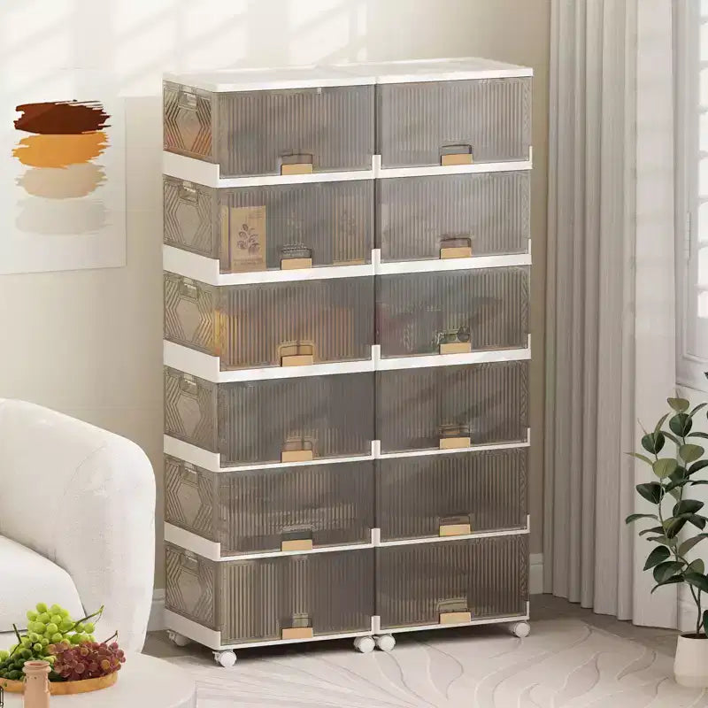 Costway Contenitori Impilabili a 5 Cubi con Ruote Staccabili Organizer Grande da 85 Litri