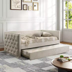 CLIHOME Design Moderno Divano Letto Singolo con Letto Estraibile e Piattaforma Pronta per Materasso in Legno Ingegnerizzato