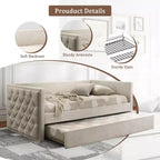 CLIHOME Design Moderno Divano Letto Singolo con Letto Estraibile e Piattaforma Pronta per Materasso in Legno Ingegnerizzato