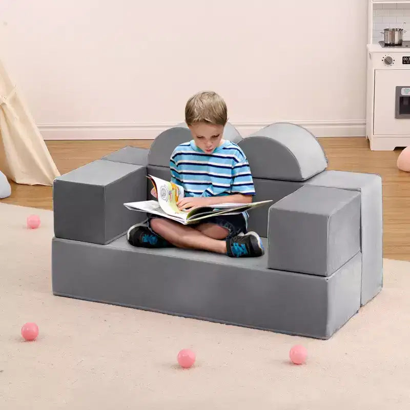 Divano per bambini per neonati, in schiuma con cuscini rimovibili, divano morbido convertibile per leggere, giocare e dormire