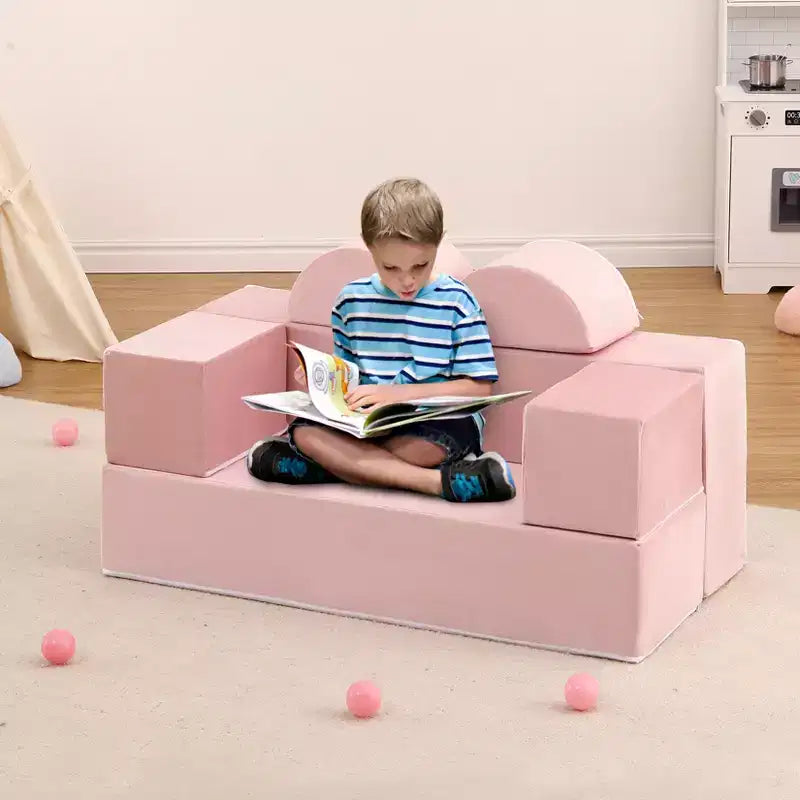 Divano per bambini per neonati, in schiuma con cuscini rimovibili, divano morbido convertibile per leggere, giocare e dormire