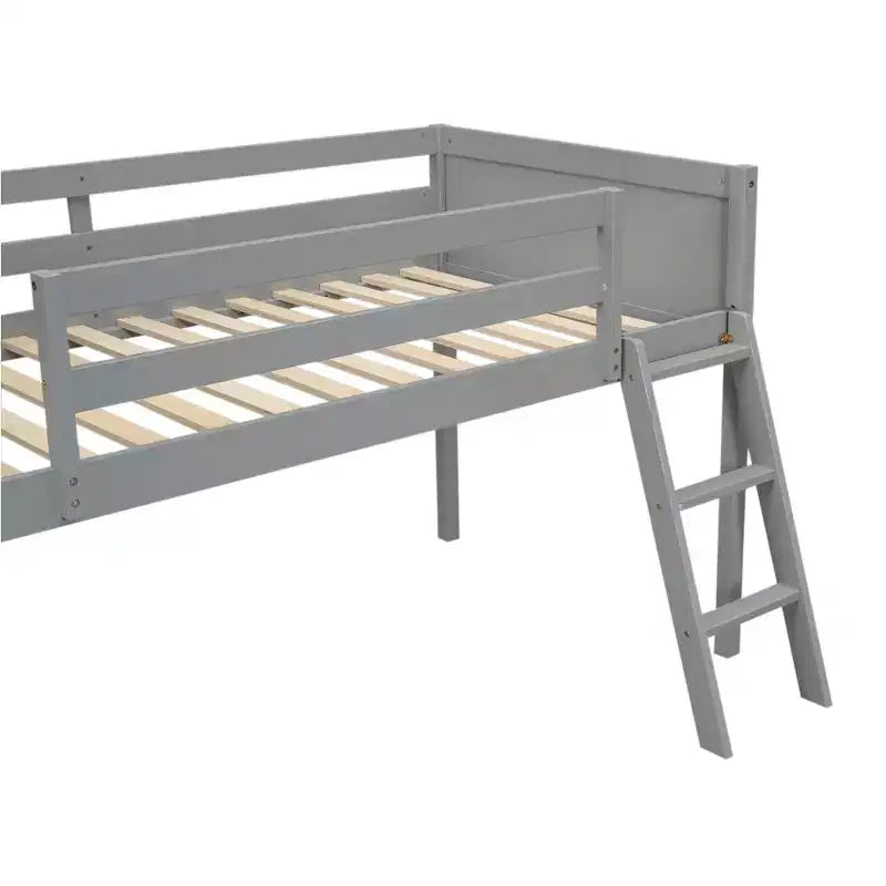 Letto a soppalco basso per bambini, Struttura letto a soppalco in legno con scala per ragazze, ragazzi, adolescenti