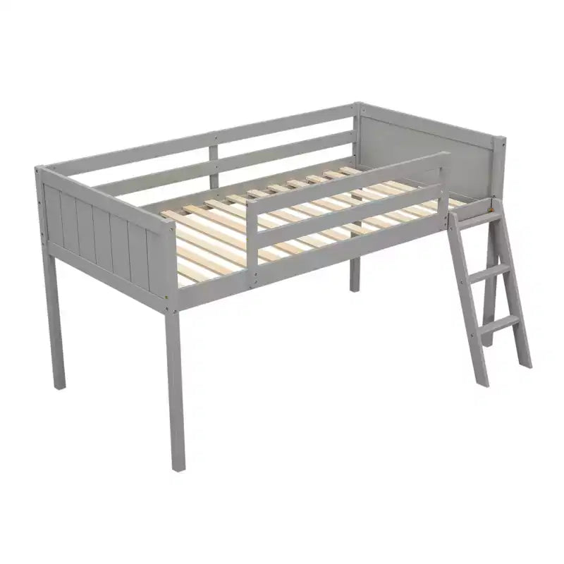 Letto a soppalco basso per bambini, Struttura letto a soppalco in legno con scala per ragazze, ragazzi, adolescenti