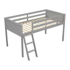 Letto a soppalco basso per bambini, Struttura letto a soppalco in legno con scala per ragazze, ragazzi, adolescenti