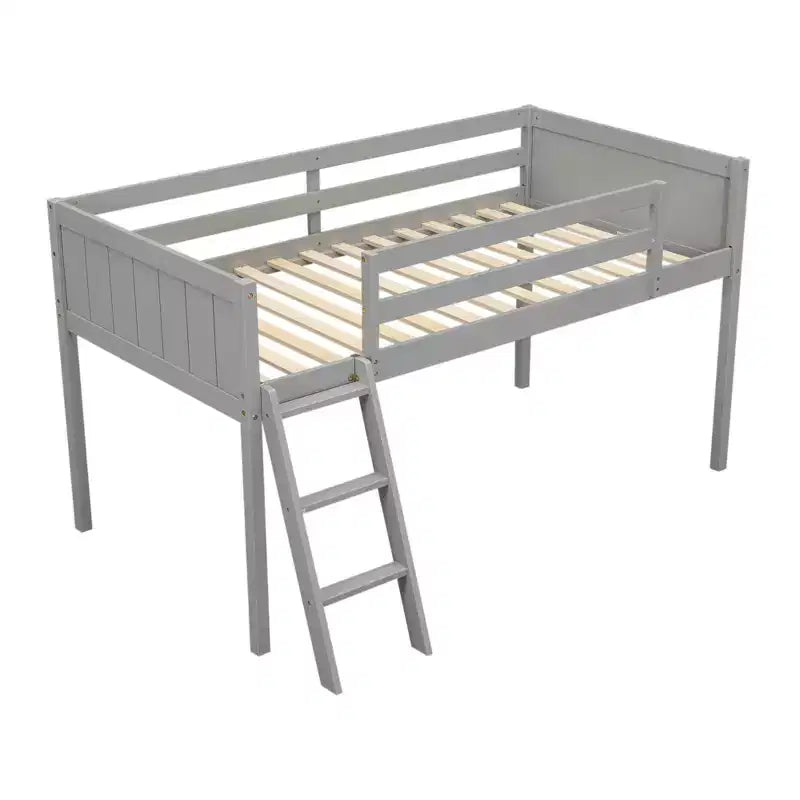 Letto a soppalco basso per bambini, Struttura letto a soppalco in legno con scala per ragazze, ragazzi, adolescenti