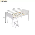 Letto a soppalco basso per bambini, Struttura letto a soppalco in legno con scala per ragazze, ragazzi, adolescenti
