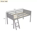 Letto a soppalco basso per bambini, Struttura letto a soppalco in legno con scala per ragazze, ragazzi, adolescenti