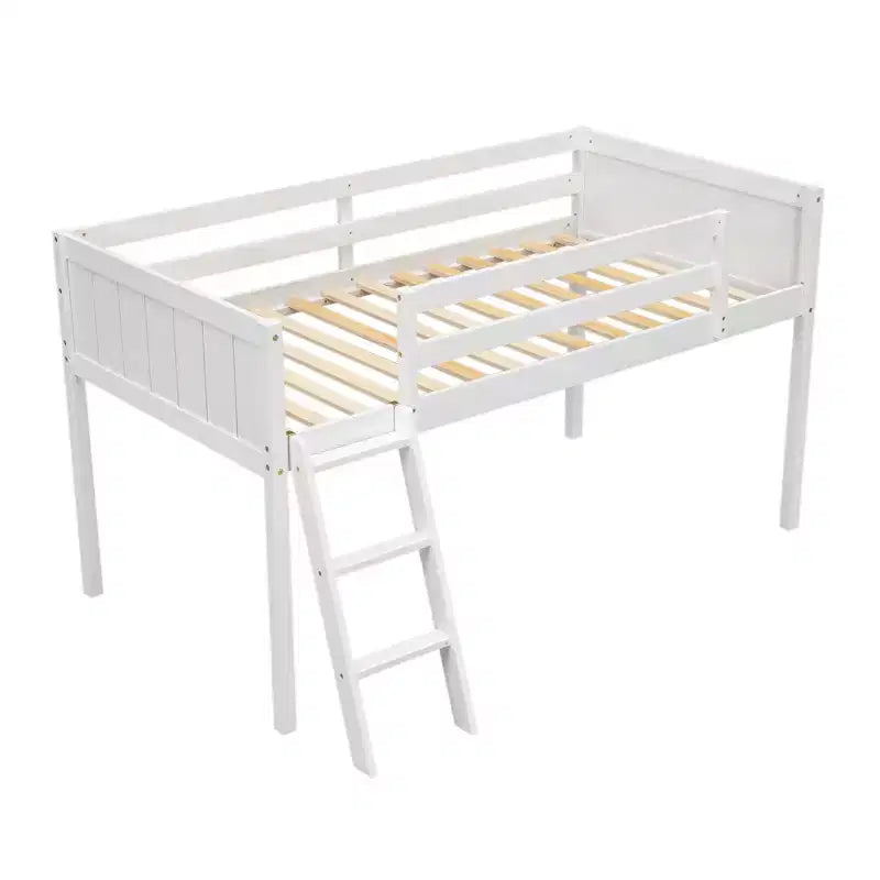 Letto a soppalco basso per bambini, Struttura letto a soppalco in legno con scala per ragazze, ragazzi, adolescenti