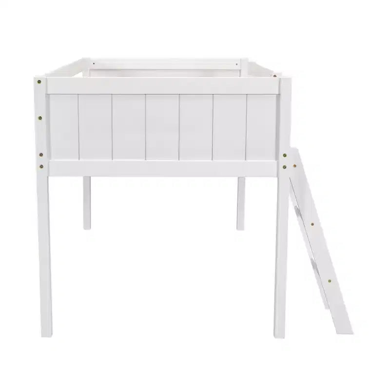Letto a soppalco basso per bambini, Struttura letto a soppalco in legno con scala per ragazze, ragazzi, adolescenti