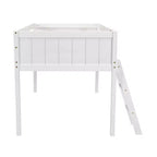 Letto a soppalco basso per bambini, Struttura letto a soppalco in legno con scala per ragazze, ragazzi, adolescenti