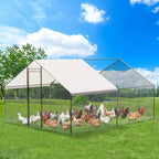 Pollaio, Recinto Grande in Metallo per Galline da 4 m con Tettoia - Tetto a Punta, Lucchetto per Fattoria in Giardino, Anatre, Conigli