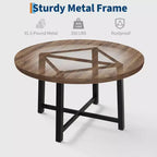 Coolmee, tavolo da pranzo rotondo da 120 cm, tavolo da pranzo industriale da 4 a 6 posti, tavolo da cucina in legno con robusta struttura in metallo (sedie escluse)