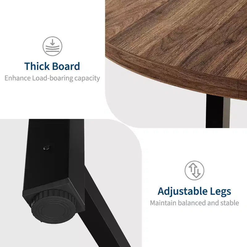 Coolmee, tavolo da pranzo rotondo da 120 cm, tavolo da pranzo industriale da 4 a 6 posti, tavolo da cucina in legno con robusta struttura in metallo (sedie escluse)