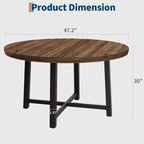 Coolmee, tavolo da pranzo rotondo da 120 cm, tavolo da pranzo industriale da 4 a 6 posti, tavolo da cucina in legno con robusta struttura in metallo (sedie escluse)