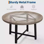 Coolmee, tavolo da pranzo rotondo da 120 cm, tavolo da pranzo industriale da 4 a 6 posti, tavolo da cucina in legno con robusta struttura in metallo (sedie escluse)
