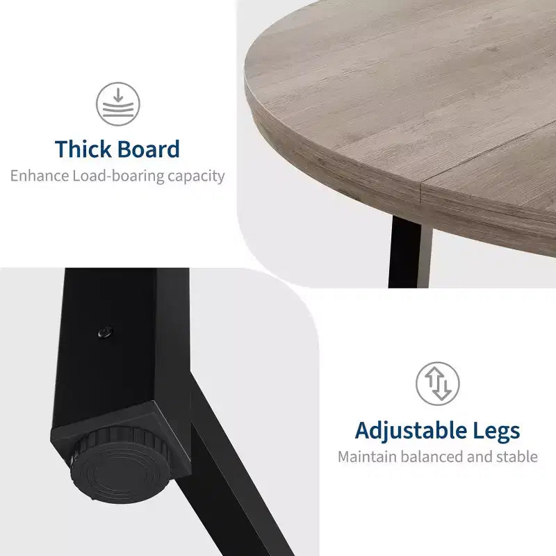 Coolmee, tavolo da pranzo rotondo da 120 cm, tavolo da pranzo industriale da 4 a 6 posti, tavolo da cucina in legno con robusta struttura in metallo (sedie escluse)