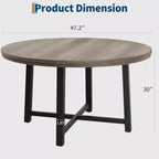 Coolmee, tavolo da pranzo rotondo da 120 cm, tavolo da pranzo industriale da 4 a 6 posti, tavolo da cucina in legno con robusta struttura in metallo (sedie escluse)