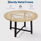 Coolmee, tavolo da pranzo rotondo da 120 cm, tavolo da pranzo industriale da 4 a 6 posti, tavolo da cucina in legno con robusta struttura in metallo (sedie escluse)