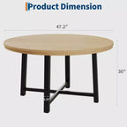 Coolmee, tavolo da pranzo rotondo da 120 cm, tavolo da pranzo industriale da 4 a 6 posti, tavolo da cucina in legno con robusta struttura in metallo (sedie escluse)