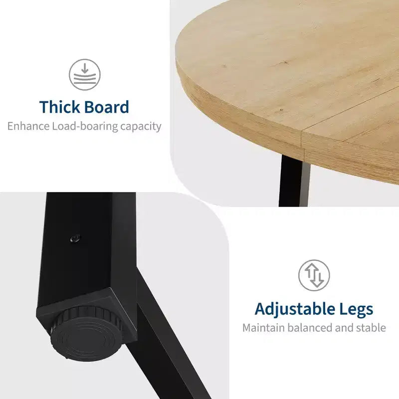 Coolmee, tavolo da pranzo rotondo da 120 cm, tavolo da pranzo industriale da 4 a 6 posti, tavolo da cucina in legno con robusta struttura in metallo (sedie escluse)