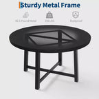 Coolmee, tavolo da pranzo rotondo da 120 cm, tavolo da pranzo industriale da 4 a 6 posti, tavolo da cucina in legno con robusta struttura in metallo (sedie escluse)