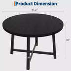 Coolmee, tavolo da pranzo rotondo da 120 cm, tavolo da pranzo industriale da 4 a 6 posti, tavolo da cucina in legno con robusta struttura in metallo (sedie escluse)