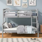 Letto a castello in legno a due piazze per bambini, struttura con ringhiera di protezione per cameretta o dormitorio