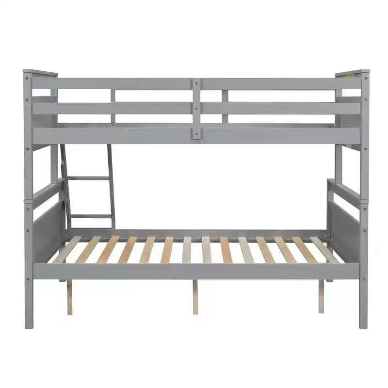 Letto a castello in legno a due piazze per bambini, struttura con ringhiera di protezione per cameretta o dormitorio