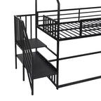 Letto a Castello in Metallo per Bambini a Piazza e Mezza con Scivolo e Scala, Letto a Castello Convertible con Scivolo e Scala per Bambini e Ragazzi