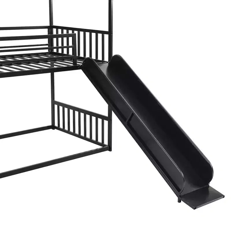 Letto a Castello in Metallo per Bambini a Piazza e Mezza con Scivolo e Scala, Letto a Castello Convertible con Scivolo e Scala per Bambini e Ragazzi