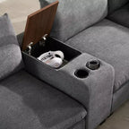 Divano Sezionale Modulare Polibi Oversize 6 Posti a U in Velluto a Coste Multifunzione con Pouf Contenitore