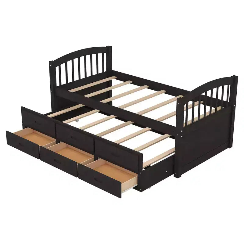 Letto a castello singolo su singolo con letto estraibile e cassetti contenitore, letti a castello in legno massello per mobili da camera da letto