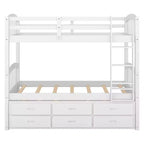 Letto a castello singolo su singolo con letto estraibile e cassetti contenitore, letti a castello in legno massello per mobili da camera da letto