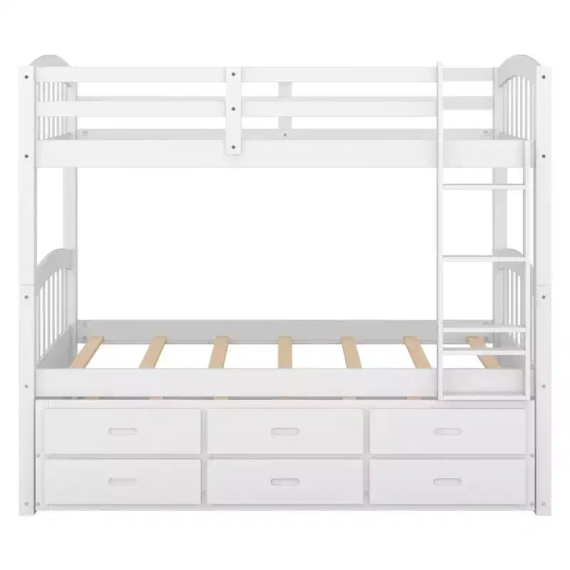 Letto a castello singolo su singolo con letto estraibile e cassetti contenitore, letti a castello in legno massello per mobili da camera da letto