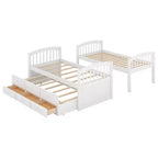 Letto a castello singolo su singolo con letto estraibile e cassetti contenitore, letti a castello in legno massello per mobili da camera da letto