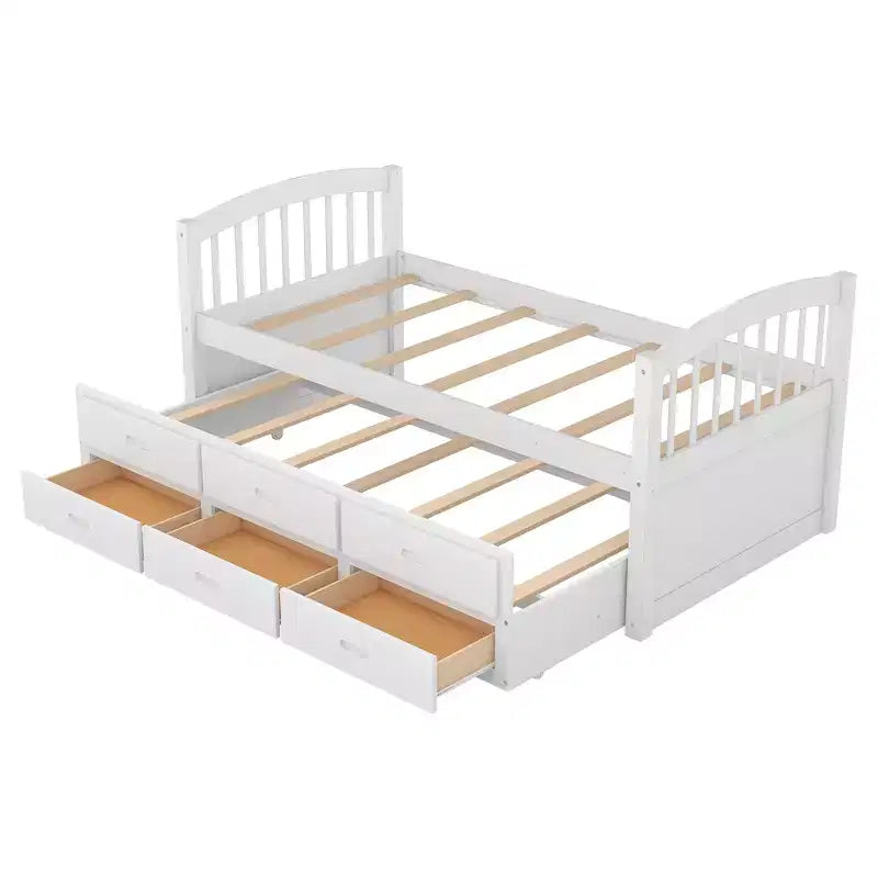 Letto a castello singolo su singolo con letto estraibile e cassetti contenitore, letti a castello in legno massello per mobili da camera da letto