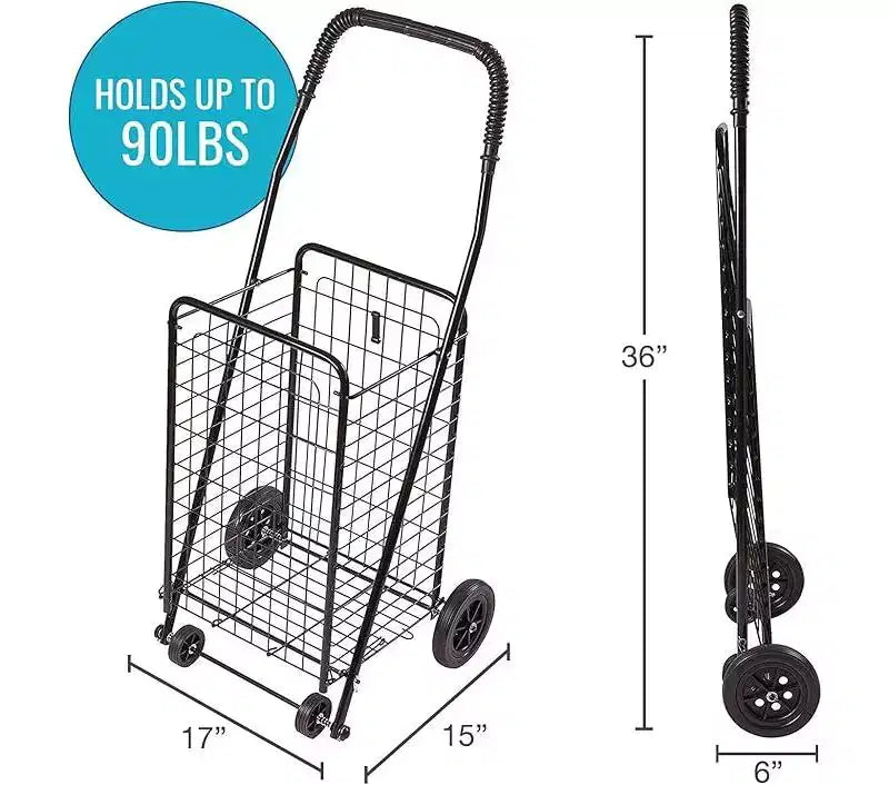 Carrello pieghevole multiuso DMI con ruote, capacità 40 kg, leggero, con custodia per il trasporto