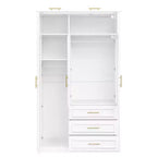 Whisen Armadio a 3 ante con LED e 3 cassetti - Bianco