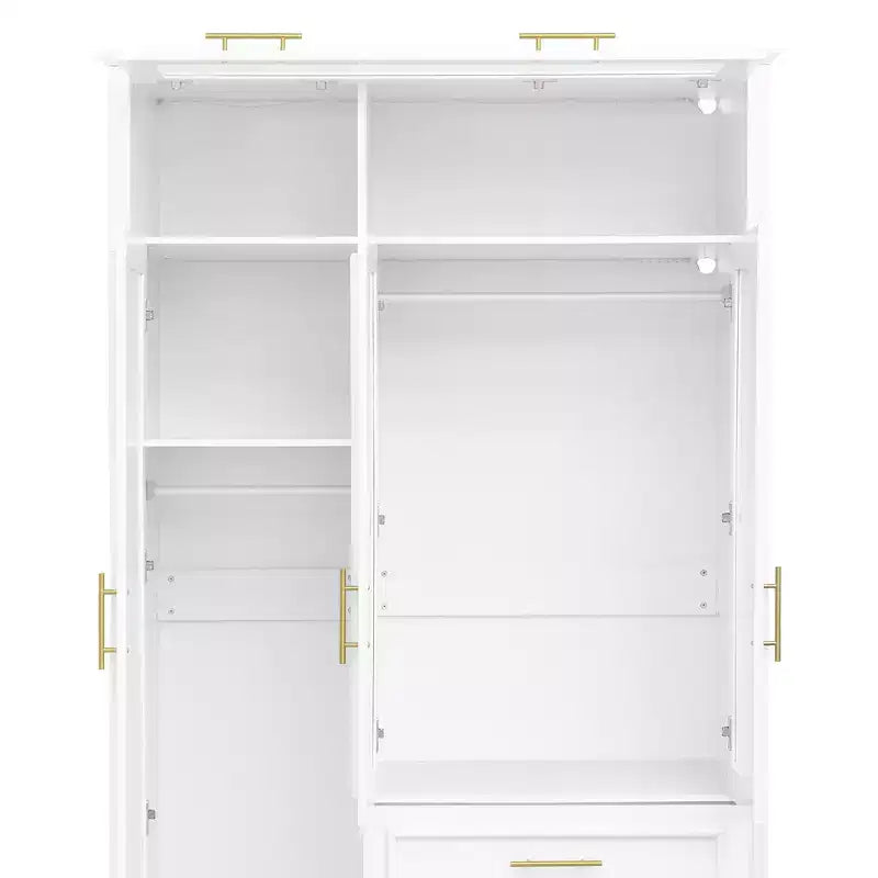 Whisen Armadio a 3 ante con LED e 3 cassetti - Bianco