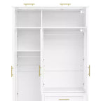 Whisen Armadio a 3 ante con LED e 3 cassetti - Bianco
