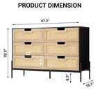 Cassettiera a 6 cassetti per camera da letto Comodino a consolle in rattan per camera da letto
