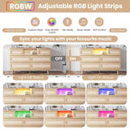 Cassettiera in Legno Naturale di Grandi Dimensioni con 6 Cassetti in Rattan, Luce LED e Stazione di Ricarica per Cabina Armadio, Cameretta, Soggiorno
