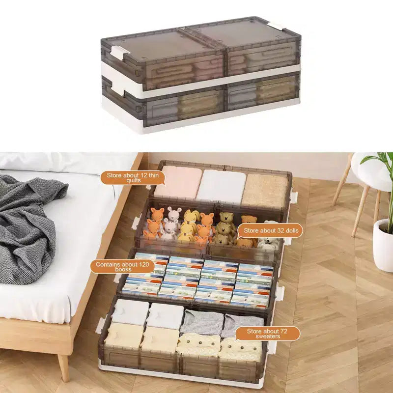 2-Pack Under Bed Storage Containers with Lids, Clear Plastic Bins with Latches, Stackable Underbed Organizer Boxes for Clothes, Shoes, Towels