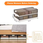 Set di 2 Contenitori Sottoletto con Coperchio, Scatole Trasparenti in Plastica con Chiusure a Clip, Organizer Impilabili per Vestiti, Scarpe, Asciugamani
