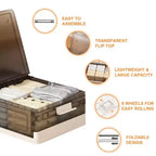 Set di 2 Contenitori Sottoletto con Coperchio, Scatole Trasparenti in Plastica con Chiusure a Clip, Organizer Impilabili per Vestiti, Scarpe, Asciugamani