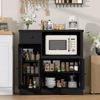 Pensili da cucina a microonde GustoWave con contenitore, con 3 ante, 1 cassetto e ripiani regolabili, mobiletto per dispensa