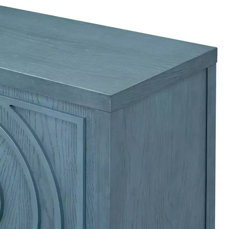 Hostack Buffet Credenza con Ante Scanalate Circolari e Maniglie Rotonde per Sala da Pranzo e Soggiorno, Blu Antico