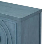 Hostack Buffet Credenza con Ante Scanalate Circolari e Maniglie Rotonde per Sala da Pranzo e Soggiorno, Blu Antico