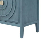 Hostack Buffet Credenza con Ante Scanalate Circolari e Maniglie Rotonde per Sala da Pranzo e Soggiorno, Blu Antico