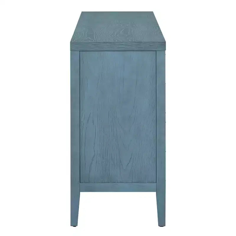 Hostack Buffet Credenza con Ante Scanalate Circolari e Maniglie Rotonde per Sala da Pranzo e Soggiorno, Blu Antico